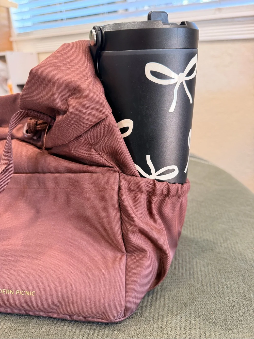 NWT Drawstring Lunch Tote Bag - Dusty Rose - Picture 6 of 8